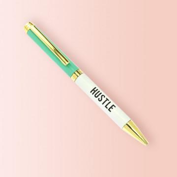 Bolígrafo Verde y Blanco, con detalles en dorado, modelo Hustle
