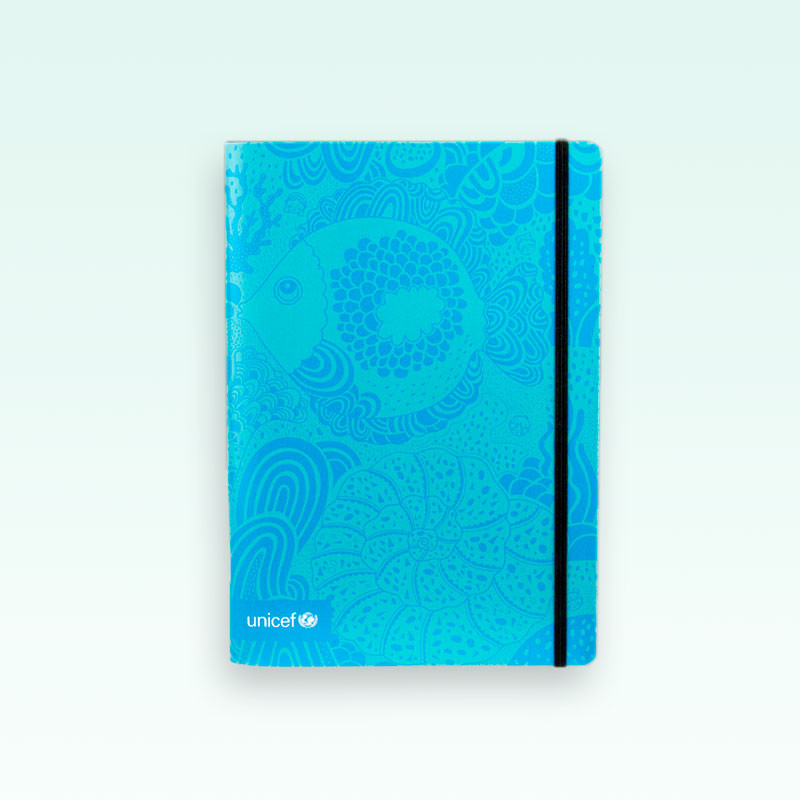 Cuaderno UNICEF tapa blanda modelo Mar, interior liso