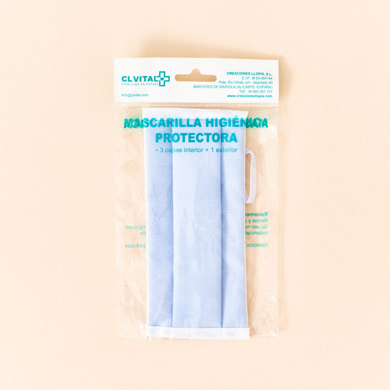 Mascarilla higiénica reutilizable Azul 3 filtros CLVital
