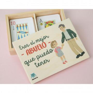 Caja para guardar las cartas de madera con mensaje "Eres el mejor abuelo"