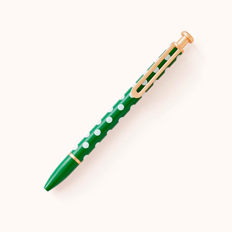 Bolígrafo Charuca Bosque, color verde con topos blancos