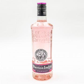 Botella de ginebra Puerto de Indias Fresa o Strawberry, color rosa.