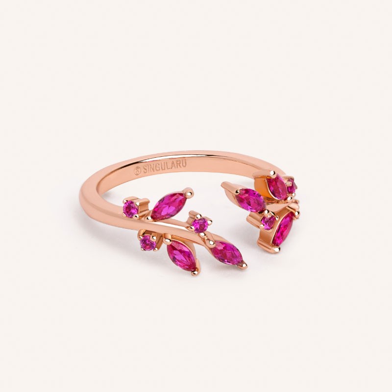 Anillo Plata Mujer Buganvilla Baño Oro rosa Singularu image number null